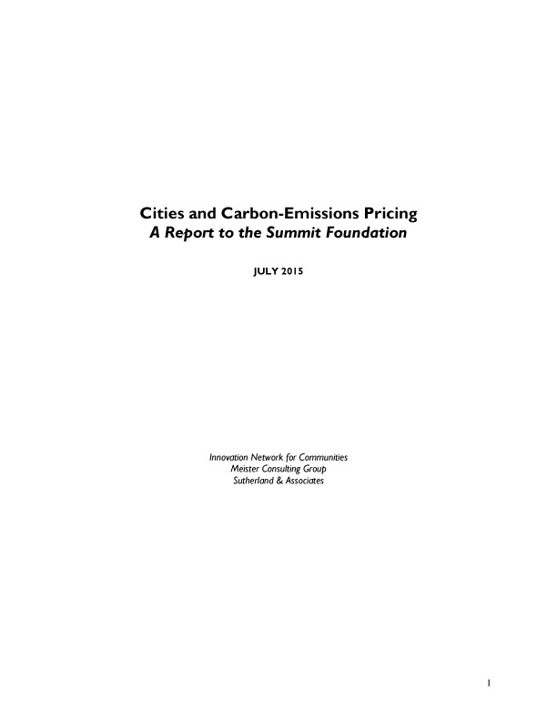 Cities and Carbon Emissions Pricing, July 2015